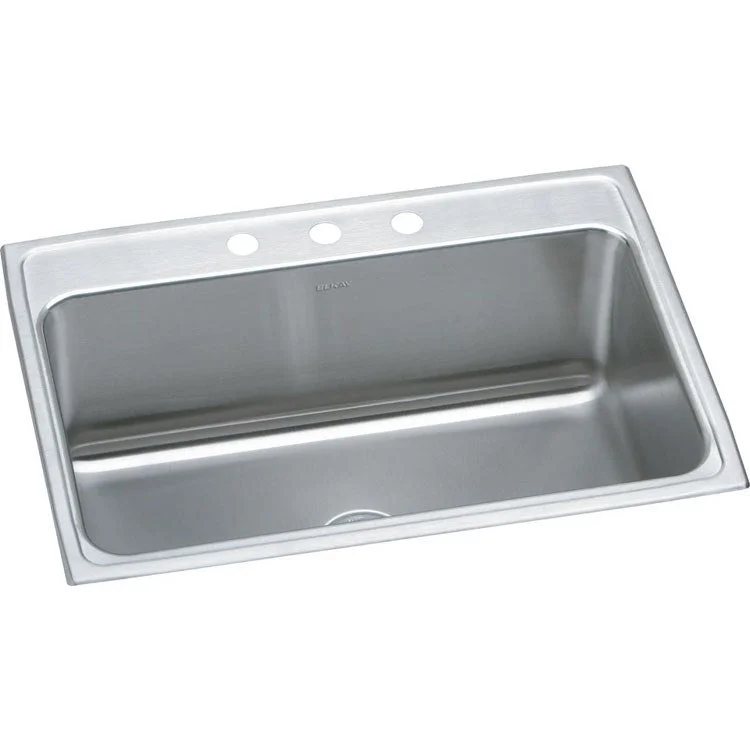 Gourmet Lustertone 31" Single Bowl Stainless Steel Drop-In Kitchen Sink with 3 Holes