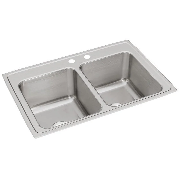 Kitchen Sink Lustertone Classic 33 x 22 Inch Double Bowl Equal MR2 Hole Lustrous Satin Drop-In 12-1/8 Inch