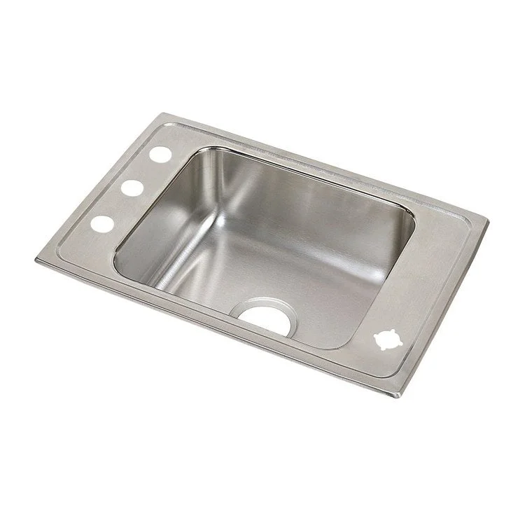 Classroom Sink Lustertone 25 x 17 Inch Single Bowl ADA 2FRM Hole Lustrous Satin Drop-In Minimum Cabinet Size 30 Inch 4 Inch 18 Gauge Bottom Only Pads 64090012 Mounting Hardware Included for Countertops Up to 3/4IN