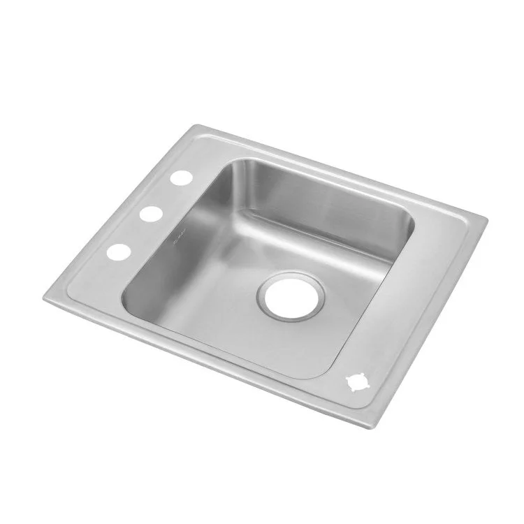 Classroom Sink Lustertone 25 x 22 Inch Single Bowl ADA Lustrous Satin Drop-In Minimum Cabinet Size 30 Inch 4 Inch 18 Gauge Bottom Only Pads 64090012 Mounting Hardware Included for Countertops Up to 3/4IN