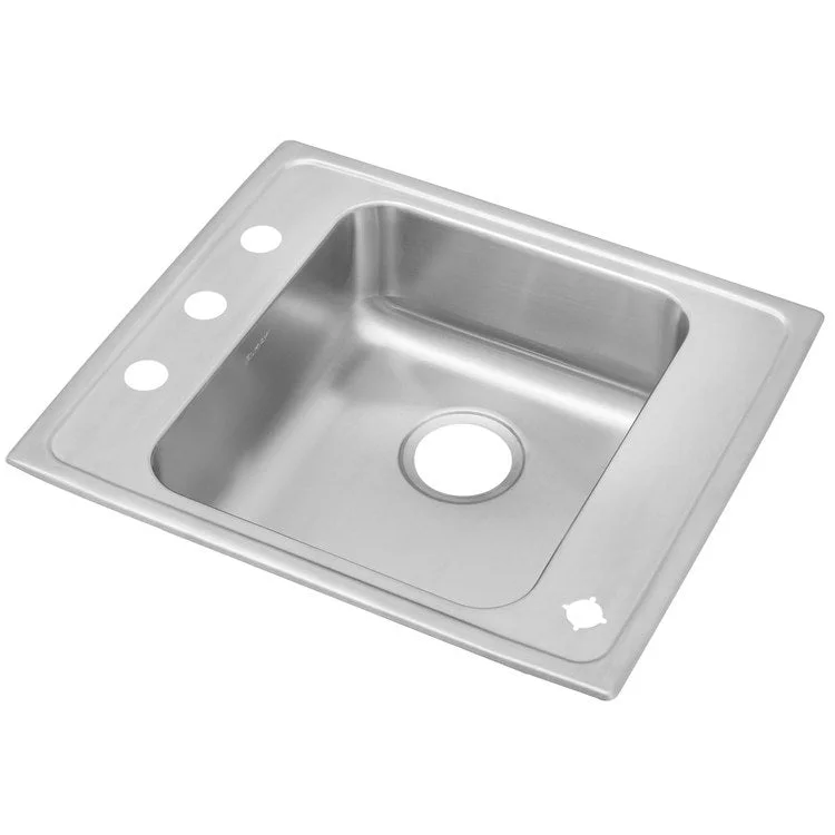 Classroom Sink Lustertone 25 x 22 Inch Single Bowl ADA Lustrous Satin Drop-In Minimum Cabinet Size 30 Inch 4-1/2 Inch 18 Gauge Bottom Only Pads 64090012 Mounting Hardware Included for Countertops Up to 3/4IN