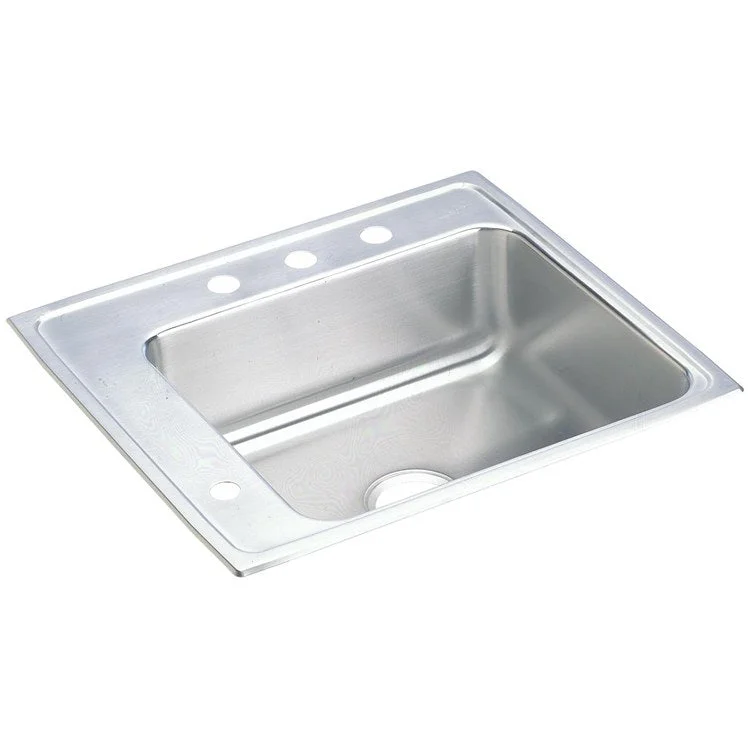 Classroom Sink Lustertone 25 x 22 Inch Single Bowl ADA Left 3 Hole Lustrous Satin Drop-In Minimum Cabinet Size 30 Inch 5 Inch 18 Gauge Bottom Only Pads 64090012 Mounting Hardware Included for Countertops Up to 3/4IN