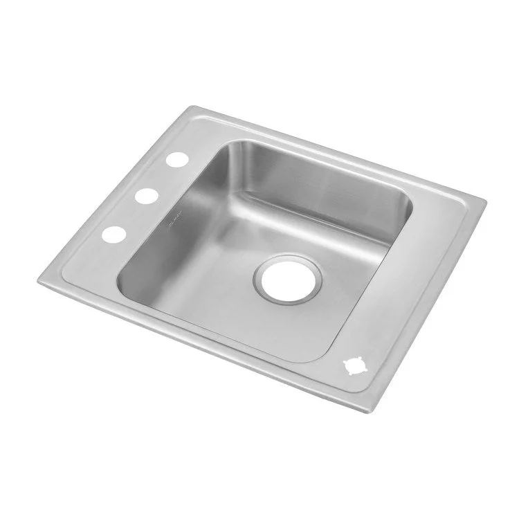 Classroom Sink Lustertone 25 x 22 Inch Single Bowl ADA 2FRM Hole Lustrous Satin Drop-In Minimum Cabinet Size 30 Inch 6 Inch 18 Gauge Bottom Only Pads 64090012 Mounting Hardware Included for Countertops Up to 3/4IN