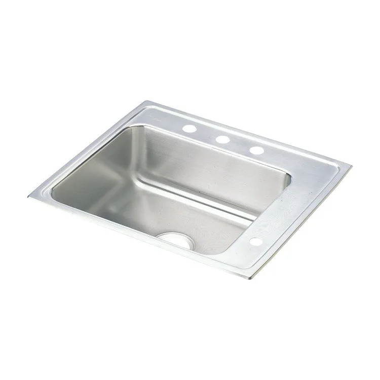 Classroom Sink Lustertone 25 x 22 Inch Single Bowl ADA Right Lustrous Satin Drop-In Minimum Cabinet Size 30 Inch 6-1/2 Inch 18 Gauge Bottom Only Pads 64090012 Mounting Hardware Included for Countertops Up to 3/4IN