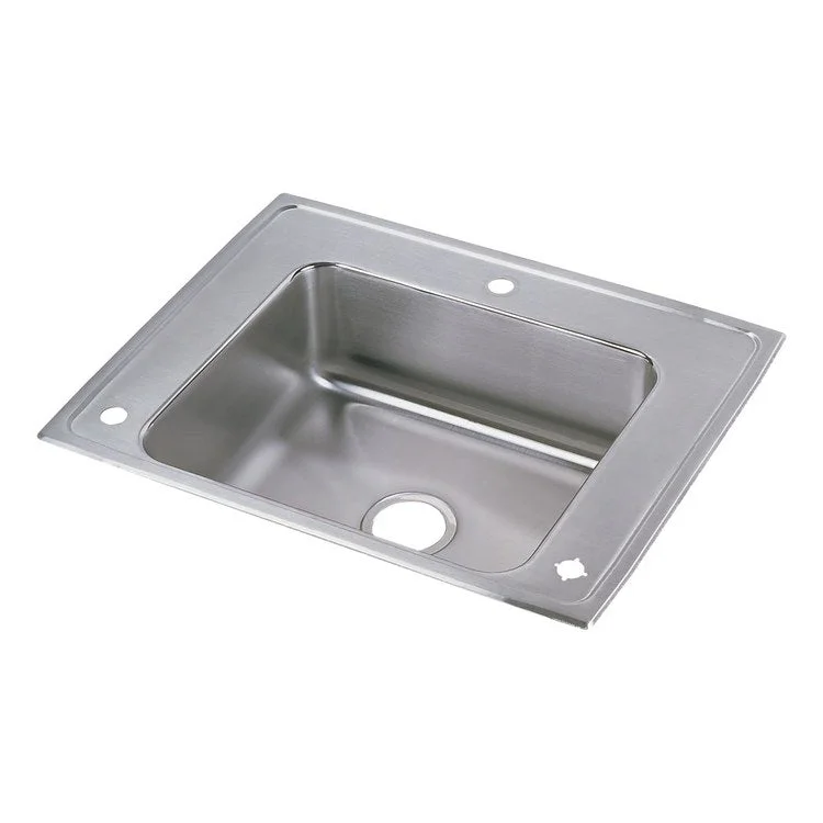 Classroom Sink Lustertone 28 x 22 Inch Single Bowl ADA Left with Faucet Bubbler 3 Hole Lustrous Satin Drop-In Minimum Cabinet Size 33 Inch 4 Inch 18 Gauge Bottom Only Pads 64090012 Mounting Hardware Included for Countertops Up to 3/4IN