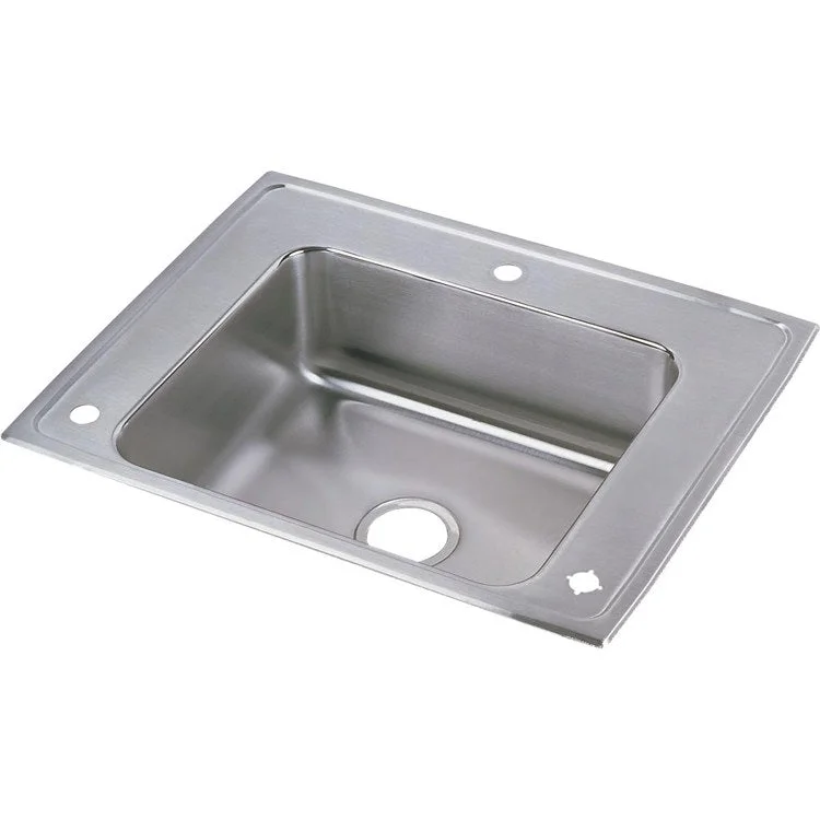 Classroom Sink Lustertone 28 x 22 Inch Single Bowl ADA Right 1 Hole Lustrous Satin Drop-In Minimum Cabinet Size 33 Inch 6-1/2 Inch 18 Gauge Bottom Only Pads 64090014 Mounting Hardware Included for Countertops Up to 3/4IN