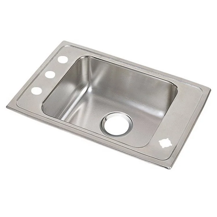 Classroom Sink Lustertone 31 x 19.5 Inch Single Bowl ADA 2 Hole Lustrous Satin Drop-In Minimum Cabinet Size 36 Inch 4 Inch 18 Gauge Bottom Only Pads 64090014 Mounting Hardware Included for Countertops Up to 3/4IN