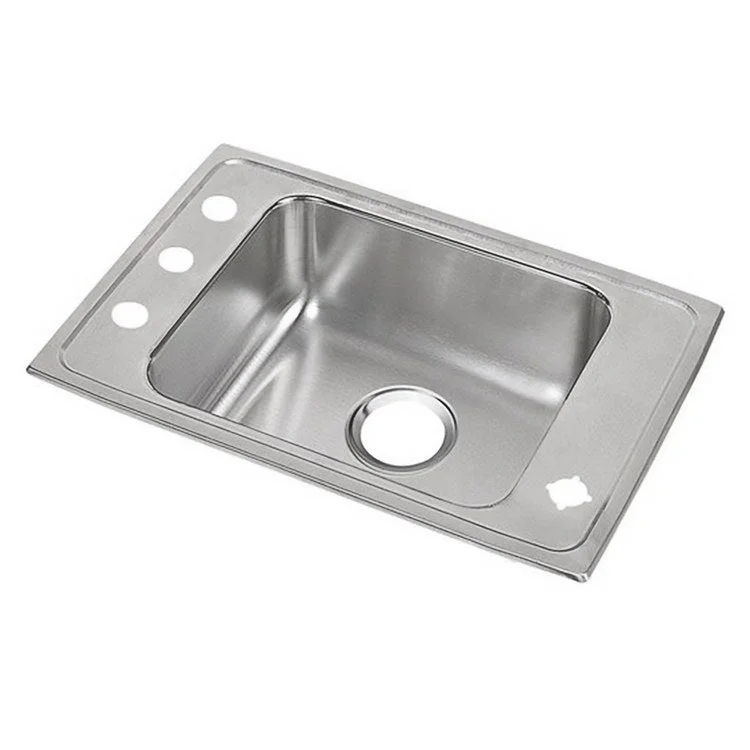 Classroom Sink Lustertone 31 x 19.5 Inch Single Bowl ADA 2LM Hole Lustrous Satin Drop-In Minimum Cabinet Size 36 Inch 4 Inch 18 Gauge Bottom Only Pads 64090014 Mounting Hardware Included for Countertops Up to 3/4IN