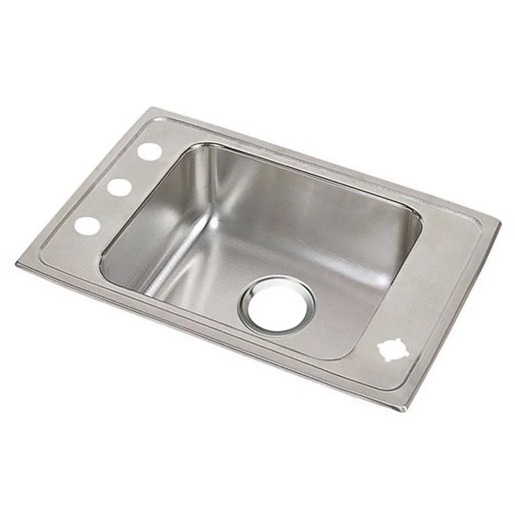 Classroom Sink Lustertone 31 x 19.5 Inch Single Bowl ADA 2LM Hole Lustrous Satin Drop-In Minimum Cabinet Size 36 Inch 5 Inch 18 Gauge Bottom Only Pads 64090014 Mounting Hardware Included for Countertops Up to 3/4IN