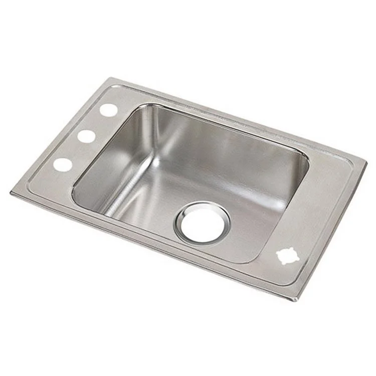 Classroom Sink Lustertone 31 x 19.5 Inch Single Bowl ADA 2 Hole Lustrous Satin Drop-In Minimum Cabinet Size 36 Inch 6 Inch 18 Gauge Bottom Only Pads 64090014 Mounting Hardware Included for Countertops Up to 3/4IN