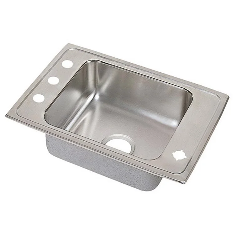 Classroom Sink Lustertone 22 x 19.5 Inch Single Bowl ADA Rectangular 2 Hole Lustrous Satin Drop-In Minimum Cabinet Size 27 Inch 4-1/2 Inch Quick Clip Mounting System 18 Gauge