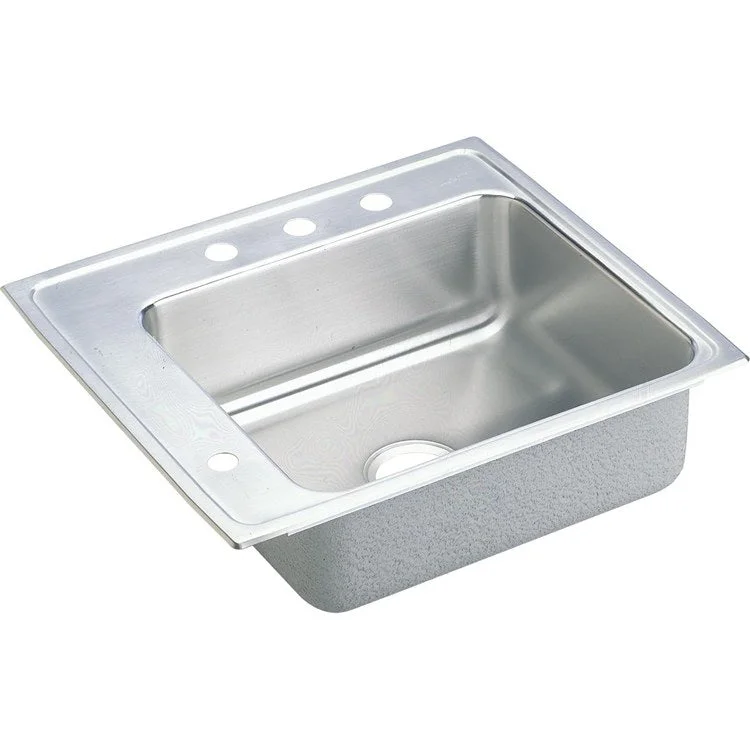 Classroom Sink Lustertone 22 x 19.5 Inch Single Bowl ADA Rectangular 2LM Hole Lustrous Satin Drop-In Minimum Cabinet Size 27 Inch 4-1/2 Inch Quick Clip Mounting System 18 Gauge Bottom Only Pads