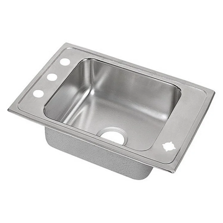 Classroom Sink Lustertone 22 x 19.5 Inch Single Bowl ADA Rectangular 4 Hole Lustrous Satin Drop-In Minimum Cabinet Size 27 Inch 6 Inch Quick Clip Mounting System 18 Gauge Bottom Only Pads