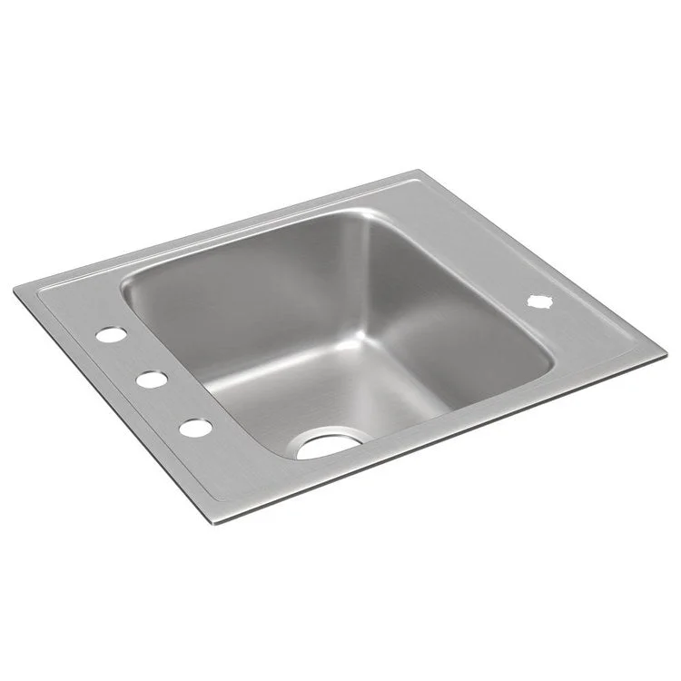 Classroom Sink Lustertone 22 x 19.5 Inch Single Bowl 4 Hole Lustrous Satin Drop-In Minimum Cabinet Size 27 Inch 7-1/2 Inch 18 Gauge Bottom Only Pads 64090012 Mounting Hardware Included for Countertops Up to 3/4IN