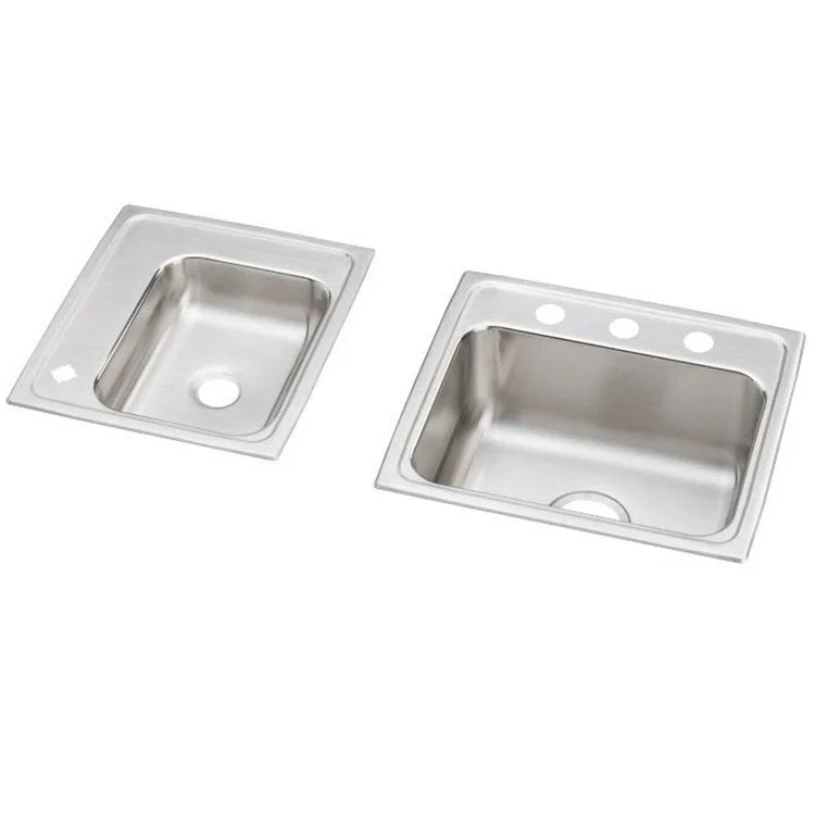 Classroom Sink Lustertone 34 x 17 Inch Double Bowl Left 4 Hole Lustrous Satin Drop-In Minimum Cabinet Size 39 Inch 7-5/8 Inch 18 Gauge Bottom Only Pads 64090008 Mounting Hardware for Countertops Up to 3/4IN