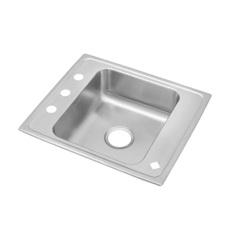 Classroom Sink Lustertone 25 x 22 Inch Single Bowl Lustrous Satin Drop-In Minimum Cabinet Size 30 Inch 7-5/8 Inch 18 Gauge Bottom Only Pads 64090012 Mounting Hardware Included for Countertops Up to 3/4IN