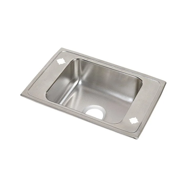 Classroom Sink Lustertone 31 x 19.5 Inch Single Bowl Lustrous Satin Drop-In Minimum Cabinet Size 36 Inch 7-5/8 Inch 18 Gauge Bottom Only Pads 64090014 Mounting Hardware Included for Countertops Up to 3/4IN