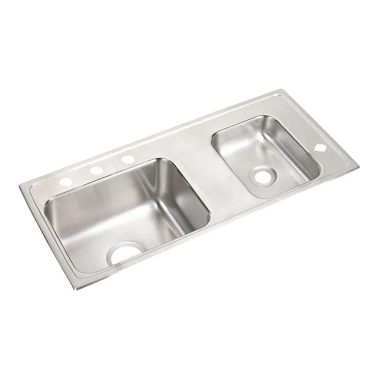 Classroom Sink Lustertone 37.25 x 17 Inch Double Bowl Right 4 Hole Lustrous Satin Drop-In Minimum Cabinet Size 42 Inch 18 Gauge Bottom Only Pads 64090014 Mounting Hardware Included for Countertops Up to 3/4IN