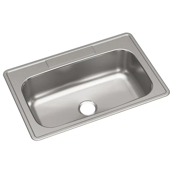 Kitchen Sink Dayton 33 x 22 Inch Single Bowl Equal Elite Satin Drop-In Drain Location Center Bottom Only Pads