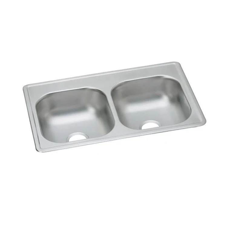 Kitchen Sink Dayton 33 x 19 Inch Double Bowl Equal Elite Satin Top Mount