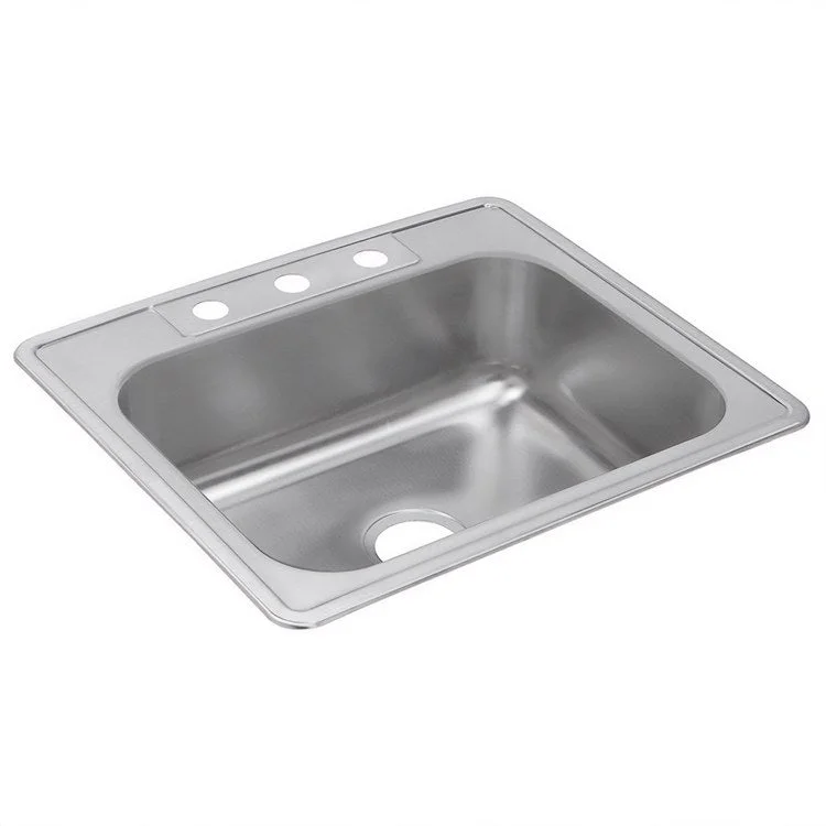 Kitchen Sink 25 x 22 Inch Single Bowl 3 Hole Satin Drop-In