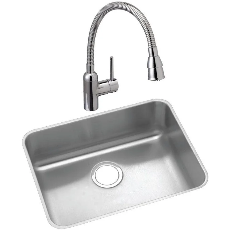 Lustertone 22-1/2" Single Bowl Stainless Steel Undermount Laundry Kitchen Sink with Faucet