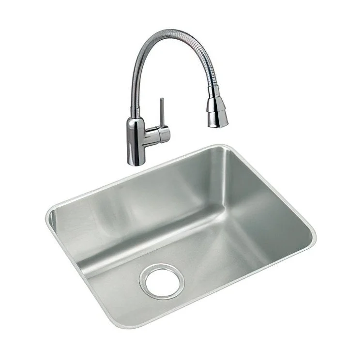 Lustertone 23-1/2" Single Bowl Stainless Steel Undermount Laundry Kitchen Sink with Faucet