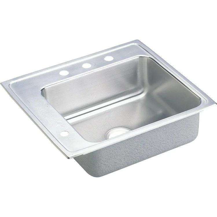 Classroom Sink Lustertone 25 x 22 Inch Single Bowl ADA Left Lustrous Satin Drop-In Minimum Cabinet Size 30 Inch 6-1/2 Inch Quick Clip Mounting System 18 Gauge Bottom Pads Only Mounting Hardware Included for Up to 3/4IN Countertop