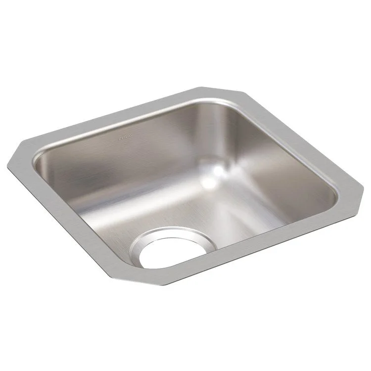 Kitchen Sink Lustertone 14.5 x 14.5 Inch Single Bowl ADA Lustertone Undermount Square Drain Location Rear Center Depth 5-3/8 Inch Bottom Only Pads