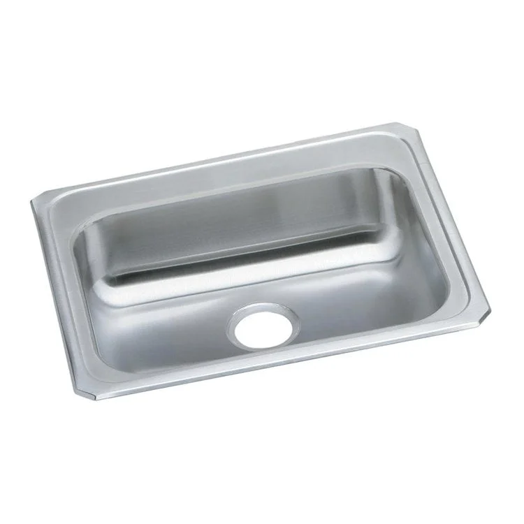 Kitchen Sink Celebrity 25 x 21.25 Inch Single Bowl ADA Brushed Satin Drop-In Rectangle Drain Location Rear Center Depth 5-3/8 Inch Bottom Only Pads