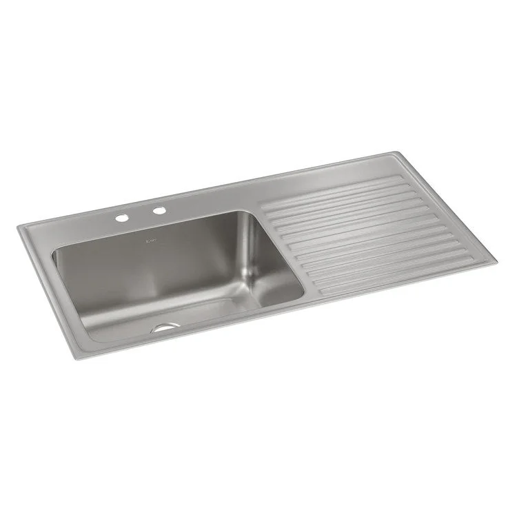 Kitchen Sink Lustertone Classic 43 x 22 Inch Single Bowl with Right Drainboard 2 Hole Lustrous Satin Drop-In