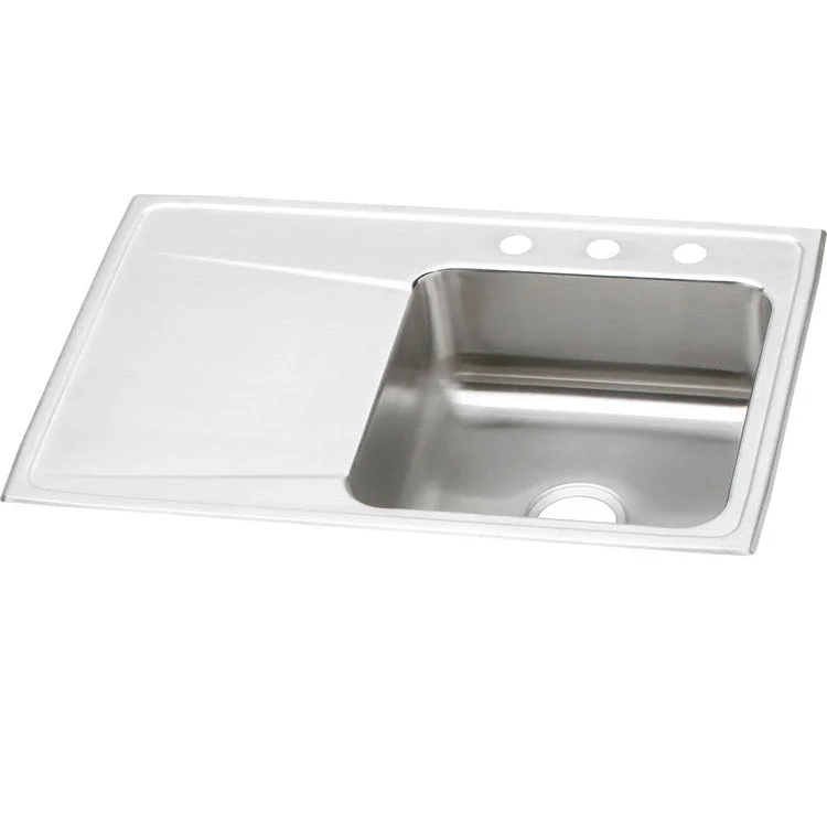 Kitchen Sink Lustertone Classic 33 x 22 Inch Single Bowl with Left Drainboard Lustrous Satin Drop-In