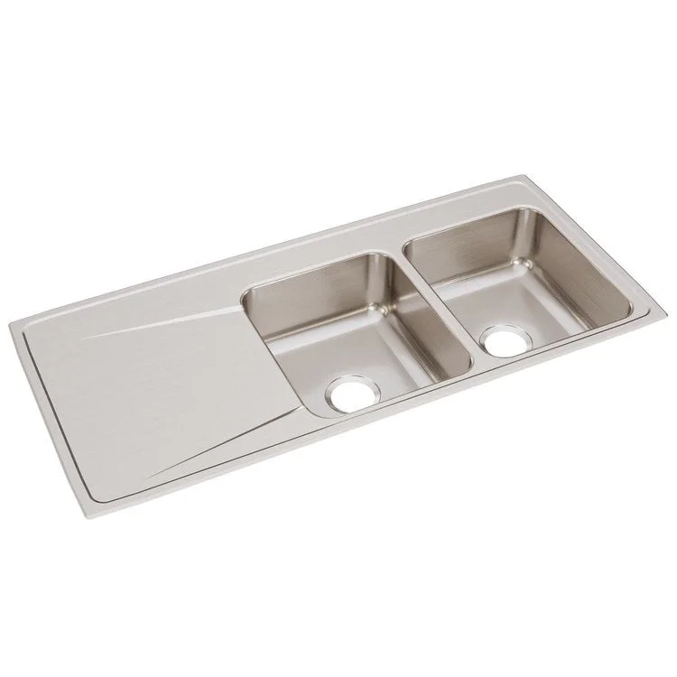 Kitchen Sink Lustertone Classic 48 x 22 Inch Double Bowl Equal with Left Drainboard Lustrous Satin Drop-In