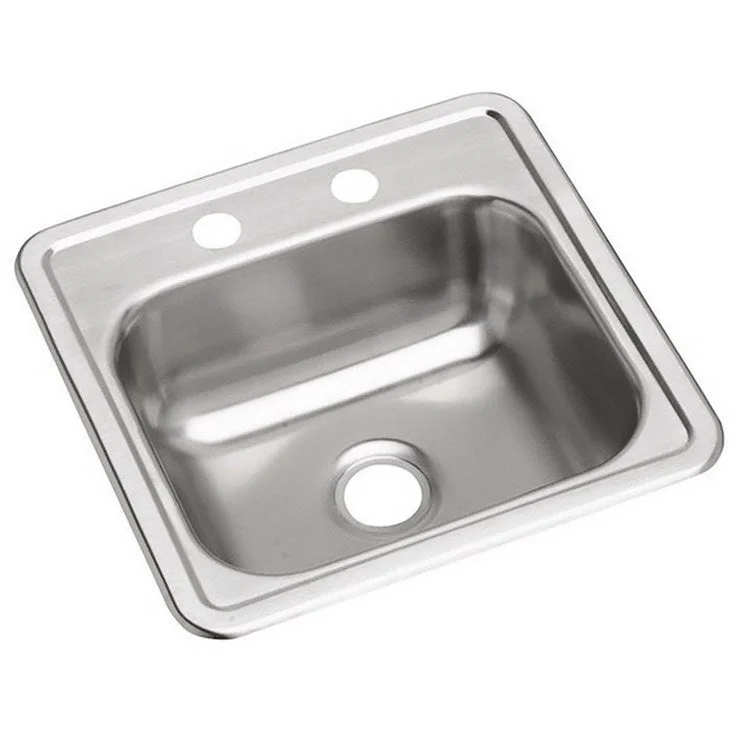 Bar Sink Kingsford 15 x 15 Inch Single Bowl 3 Hole ADA Satin Drop-In Square Drain Size 2 Inch