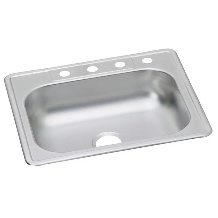 Kitchen Sink Dayton 25 x 22 Inch Single Bowl 1 Hole ADA Satin Top Mount Rectangle Drain Location Center Depth 6 Inch Multiple of 10 Bottom Only Spray