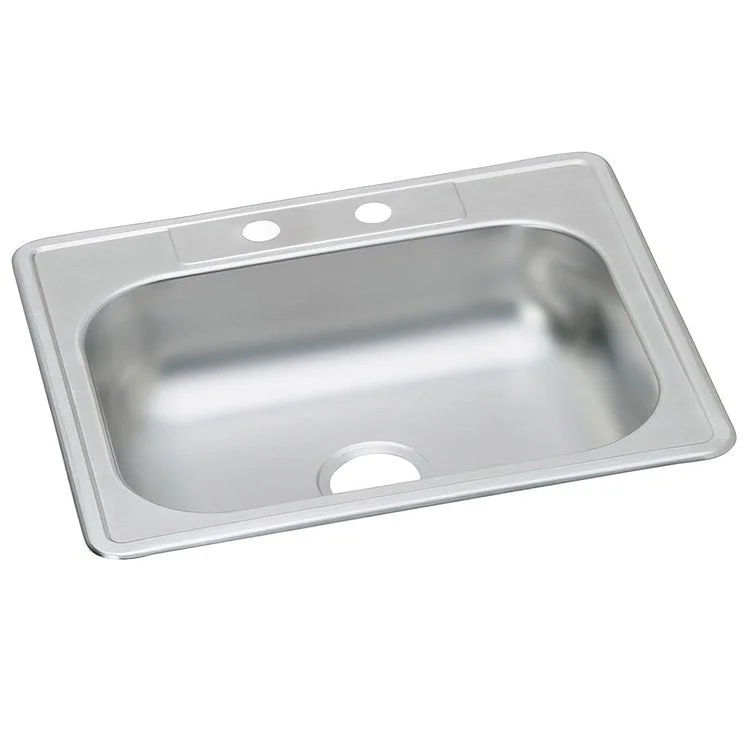 Kitchen Sink Dayton 25 x 22 Inch Single Bowl MR2 Hole ADA Satin Top Mount Rectangle Drain Location Center Depth 6 Inch Multiple of 50 Bottom Only Spray