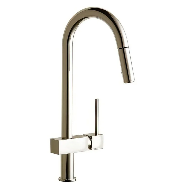 Kitchen Faucet Avado Deck Mount 1 Lever ADA Brushed Nickel Pull Down Spray 1 Hole Spout Height 18-7/8 Inch