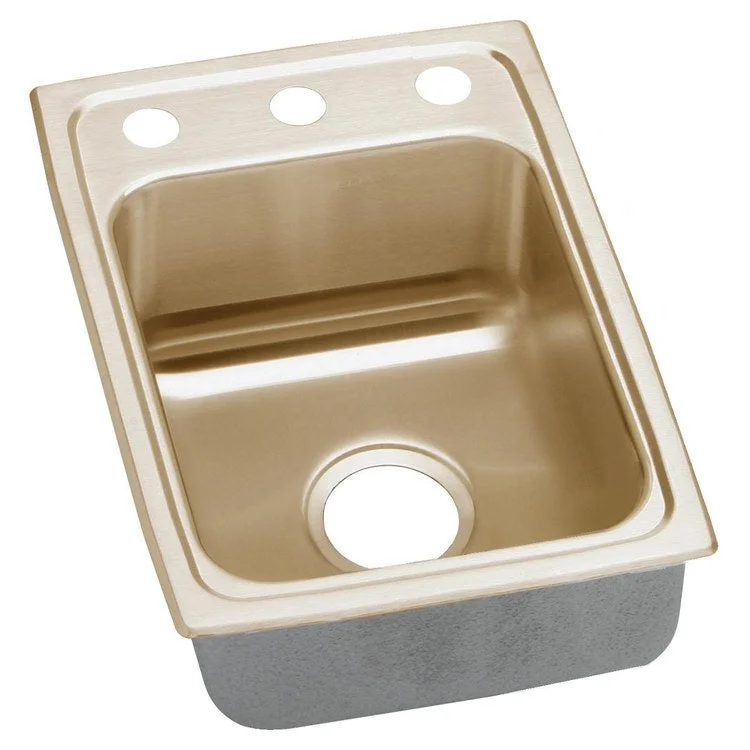 Kitchen Sink 15 x 22 Inch Single Bowl Copper Drop-In CuVerro Antimicrobial Copper Drain Location Center Bottom Only Pads