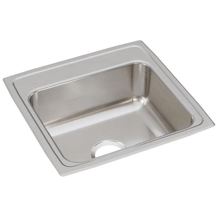 Kitchen Sink Lustertone Classic 19.5 x 19 Inch Single Bowl Lustrous Satin Drop-In Stainless Steel Drain Location Center Bottom Only Pads