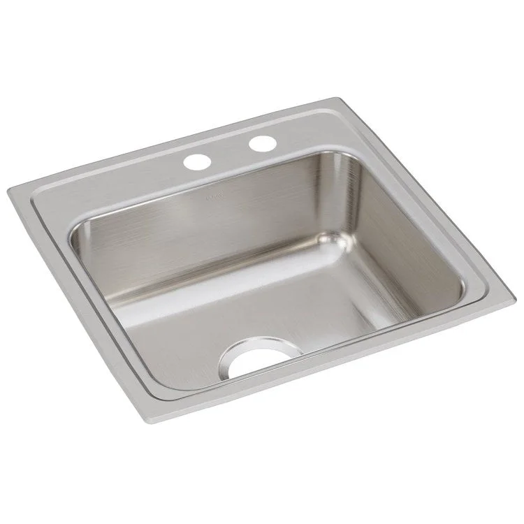 Kitchen Sink Lustertone Classic 19.5 x 19 Inch Single Bowl MR2 Hole Lustrous Satin Drop-In Stainless Steel Drain Location Center Bottom Only Pads