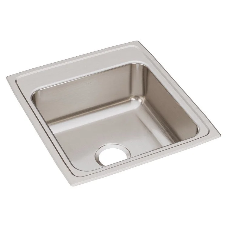 Kitchen Sink Lustertone Classic 19.5 x 22 Inch Single Bowl Lustrous Satin Drop-In Stainless Steel Drain Location Center Bottom Only Pads