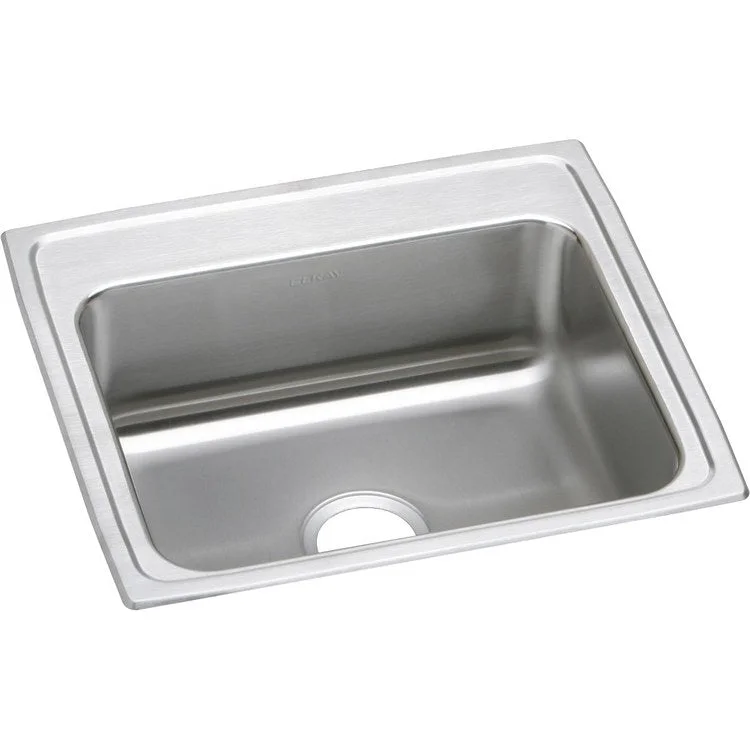 Kitchen Sink Lustertone Classic 22 x 19.5 Inch Single Bowl Lustrous Satin Drop-In Stainless Steel Drain Location Center Bottom Only Pads