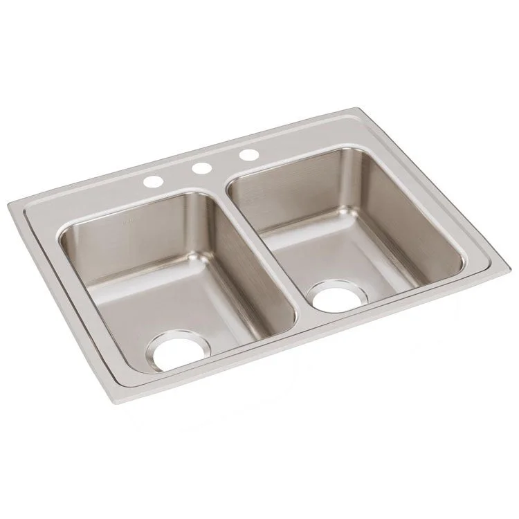 Gourmet Lustertone 29" Double Bowl Stainless Steel Drop-In Kitchen Sink with 3 Holes