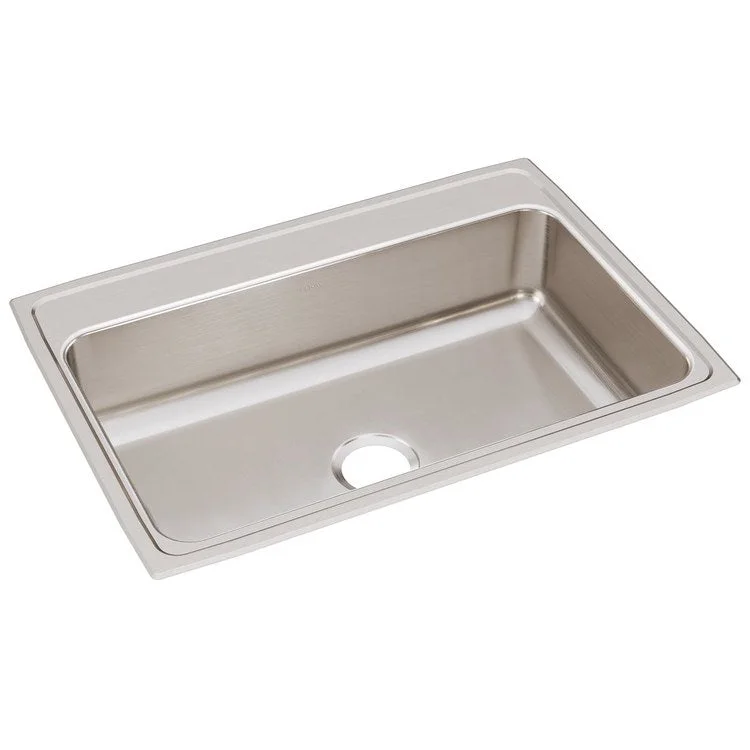 Kitchen Sink Lustertone Classic 31 x 22 Inch Single Bowl Lustrous Satin Drop-In Stainless Steel Drain Location Center Bottom Only Pads