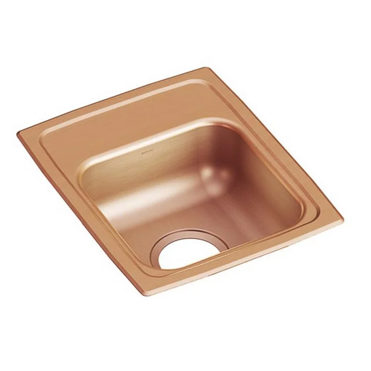 Kitchen Sink 13 x 16 Inch Single Bowl 2 Hole ADA Copper Drop-In Rectangle Drain Location Center Depth 5 Inch Bottom Only Pads