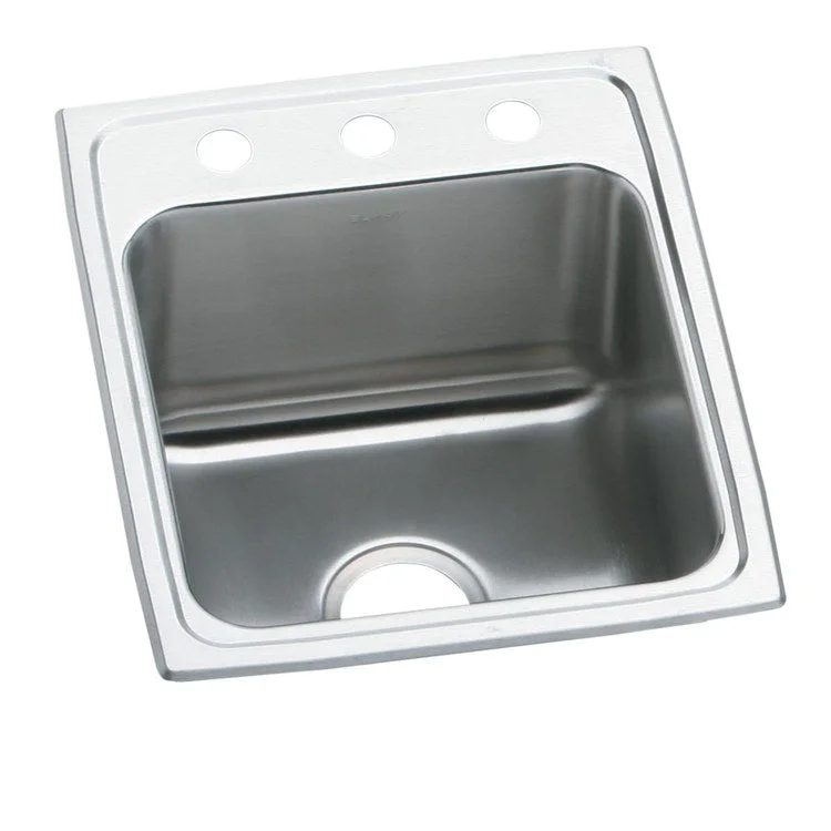 Kitchen Sink Lustertone Classic 15 x 22 Inch Single Bowl 1 Hole ADA Lustrous Satin Drop-In Rectangle Drain Location Rear Center Depth 5-1/2 Inch Bottom Only Pads