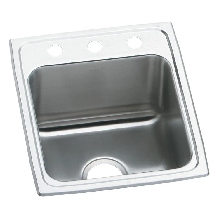 Kitchen Sink Lustertone Classic 15 x 22 Inch Single Bowl 1 Hole ADA Lustrous Satin Drop-In Rectangle Drain Location Rear Center Depth 6 Inch Bottom Only Pads