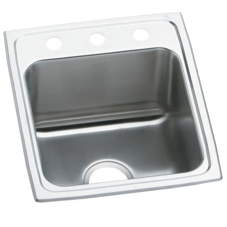 Kitchen Sink Lustertone Classic 15 x 22 Inch Single Bowl MR2 Hole ADA Lustrous Satin Drop-In Rectangle Drain Location Rear Center Depth 6 Inch Bottom Only Pads