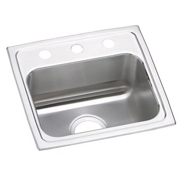 Kitchen Sink Lustertone Classic 17 x 16 Inch Single Bowl 3 Hole ADA Lustrous Satin Drop-In Rectangle Drain Location Center Depth 4 Inch Bottom Only Pads