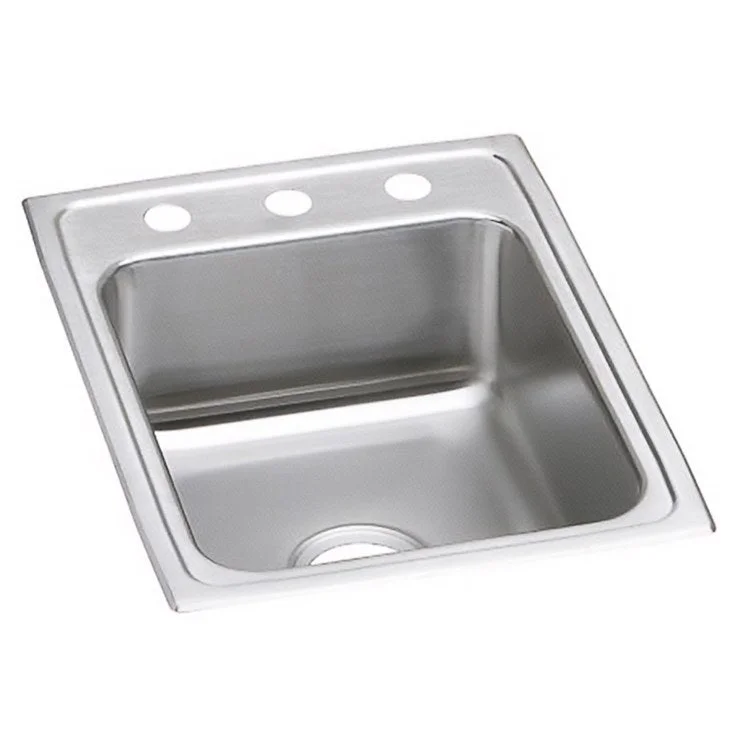 Kitchen Sink Lustertone Classic 17 x 22 Inch Single Bowl 3 Hole ADA Lustrous Satin Drop-In Rectangle Drain Location Rear Center Depth 5 Inch Bottom Only Pads